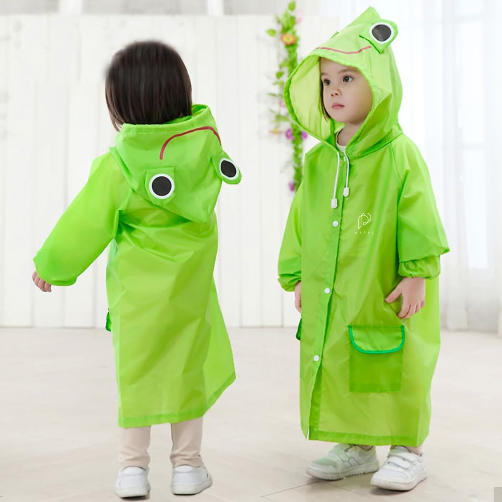 PALAY Raincoat for Kids Boys Girls with Hood, Polyester Rain Ponchos with Pockets and School Bag Coverage, Bright Color Raincoat for 3-7 Years Old Kids (green) PALAY Raincoat for Kids Boys Girls with Hood, Polyester Rain Ponchos with Pockets and School Bag Coverage, Bright Color Raincoat for 3-7 Years Old Kids (green)